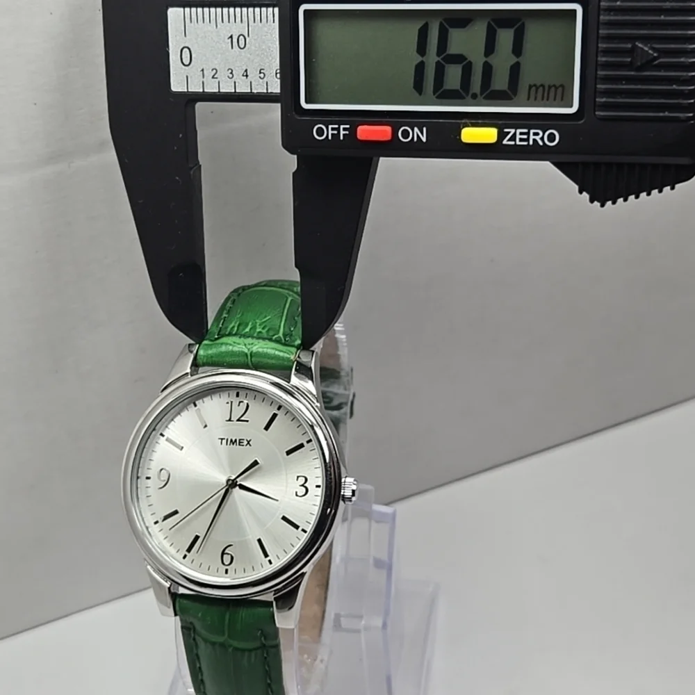 Womens Timex Easy Reader Watch Silver Tone Green Croco Dress Classic New Battery